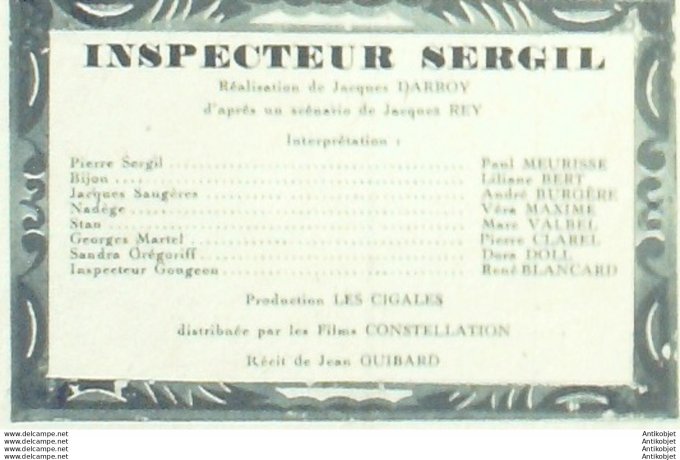 Inspecteur Sergil Paul Meurisse Dora Doll Rene Blanchard