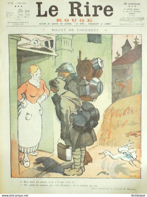 Le Rire Rouge 1916-05- 6 #  77 Journal humoristique Ed.Originale Cosaques a Trezibonde