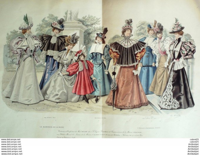 Gravure Mode Le Moniteur 1896 # 14 (Old Fashion plate)