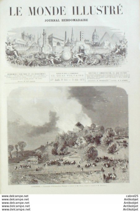Le Monde illustré 1873 n°845 Dôle (39) Bordeaux (33) Chambery (73) Sully (60) Italie Venise Albrizzi