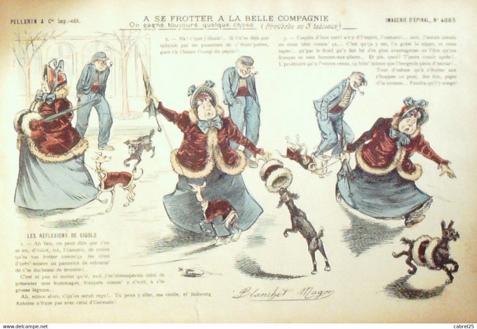 A Se Frotter A La Belle Compagnie (Pellerin d'epinal) Blanchet Magon