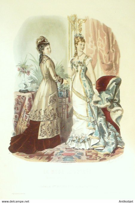 Gravure de mode La Mode illustrée 1877 n°50 (Maison Bréant-Castel)