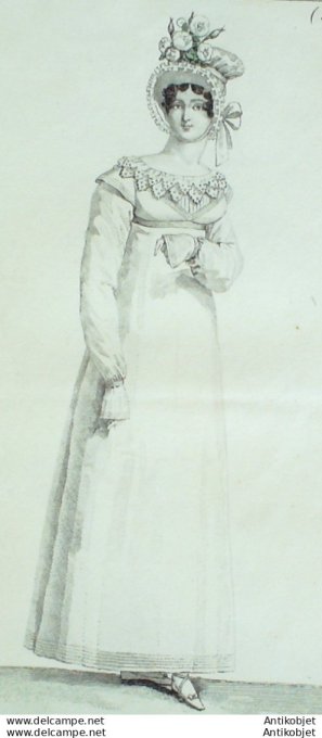 Gravure de mode Costume Parisien 1814 n°1426 Robe en cœur