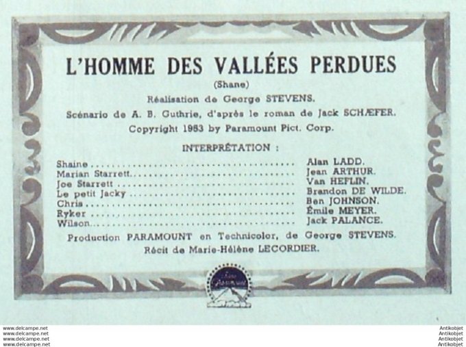 L'homme des valléesd perdues Alan Ladd Jack Palance J