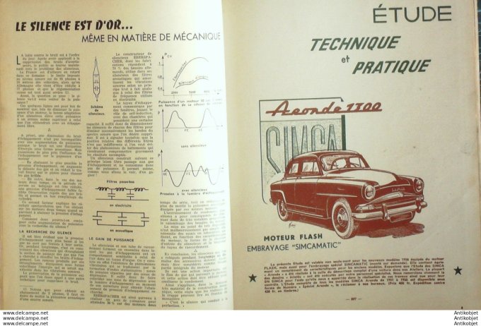 R.T Automobile Simca Aronde 1300 Ford Angila Voiturettes 1956