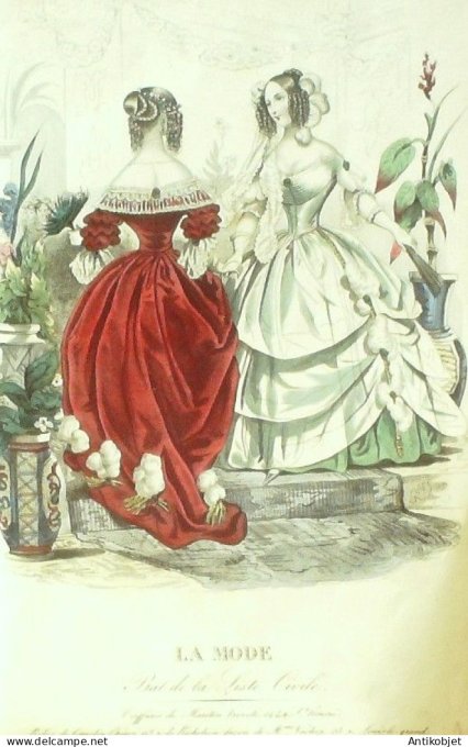 Gravure La mode 1839 #  1 (aquarelle old Fashion plate)