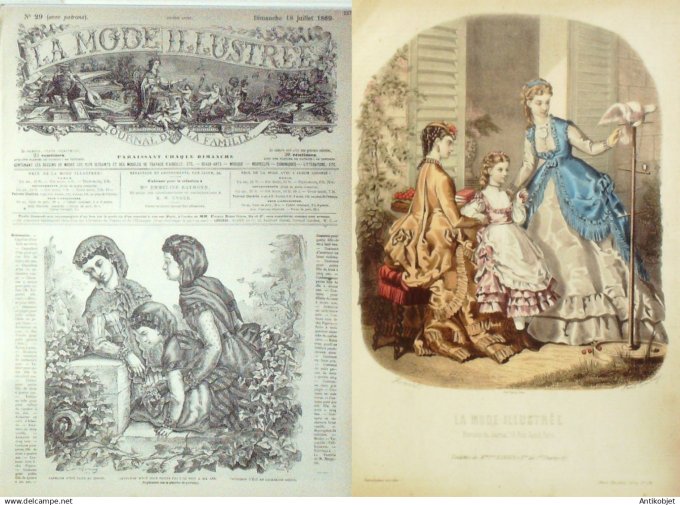 La Mode illustrée journal + gravure associée 1869 # 29