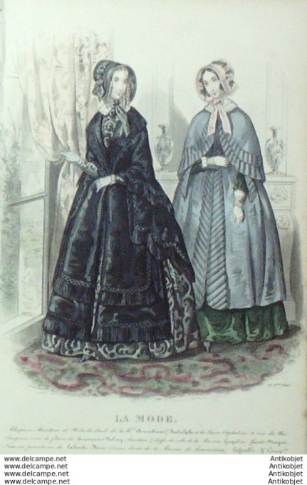 Gravure La mode 1845 # 33 (aquarelle old Fashion plate)