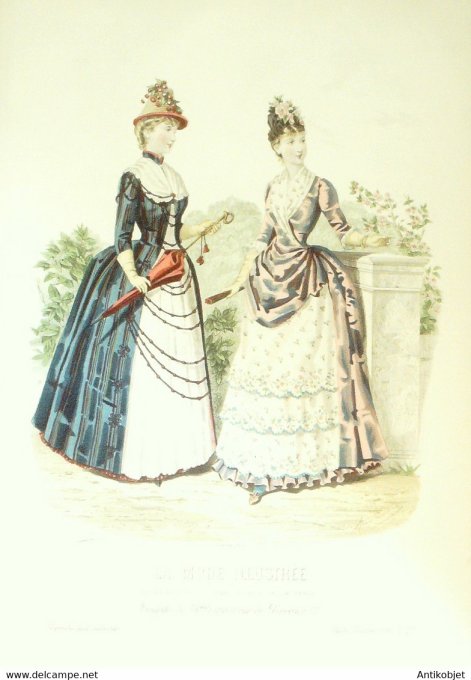 Gravure de mode La Mode illustrée 1886 n°21 (Maison Gradoz)
