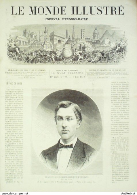 Le Monde illustré 1872 n°799 Dreux (28) Abanie Scutari Suisse Zurich Italie Messine Reggio