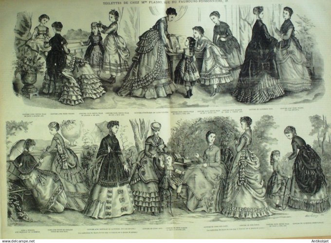 La Mode illustrée journal + gravure associée 1869 # 29