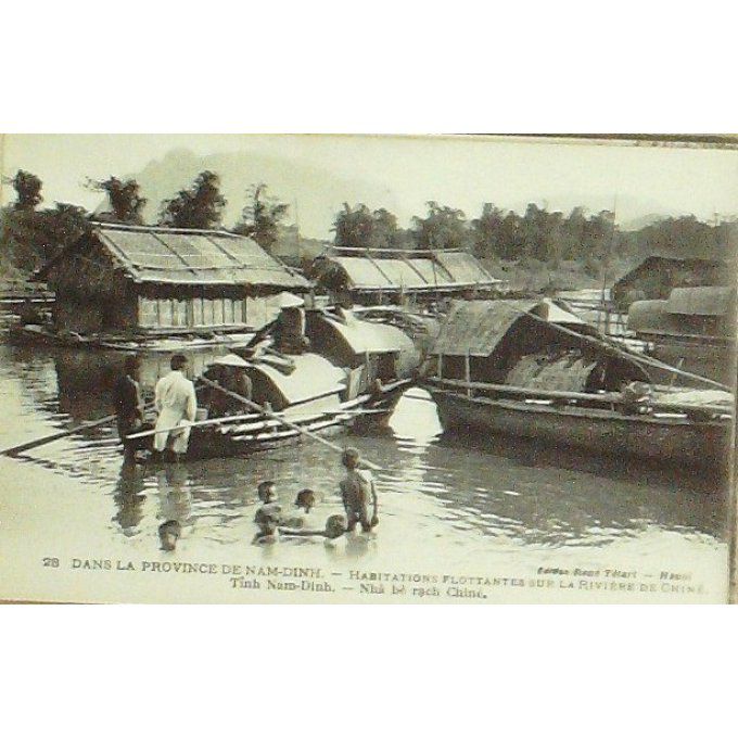 Cpa Viet-Nam Tinh Nam Dinh Maisons Flotantes 1908