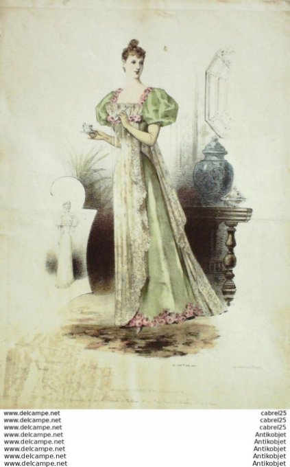 Gravure Mode Le Coquet 1892 # 45 (Old Fashion plate)