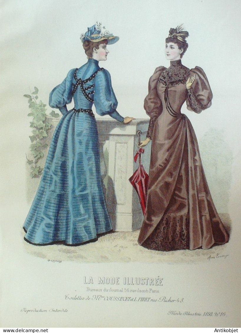 Gravure Mode illustree 1893 # 16 (Old Fashion plate) RARE