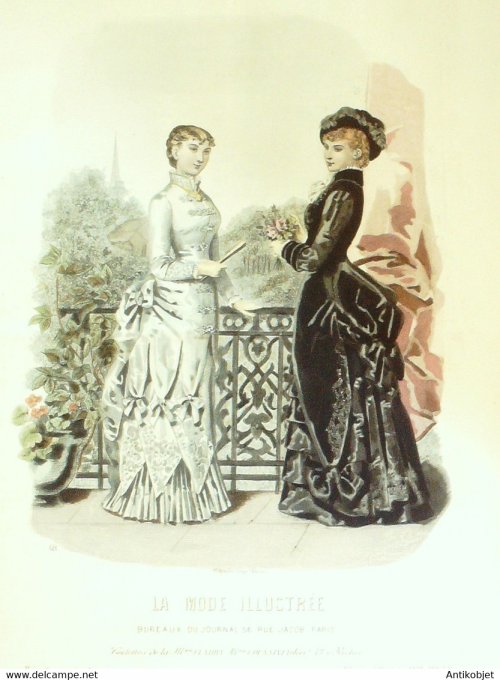 Gravure de mode La Mode illustrée 1881 n°43 (Maison Fladry-Coussinet)