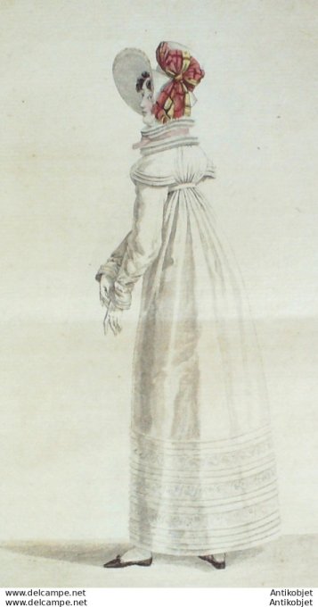 Gravure de mode Costume Parisien 1817 n°1651 Robe sans ampleur