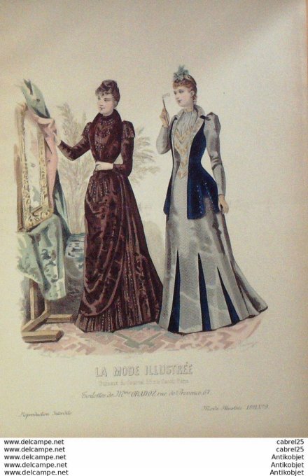 Gravure de mode La Mode illustrée 1891 n°09 (Maison Gradoz)