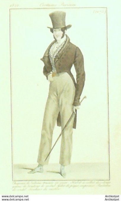 Costume Parisien 1822 # 2075 Habit homme à collet velours