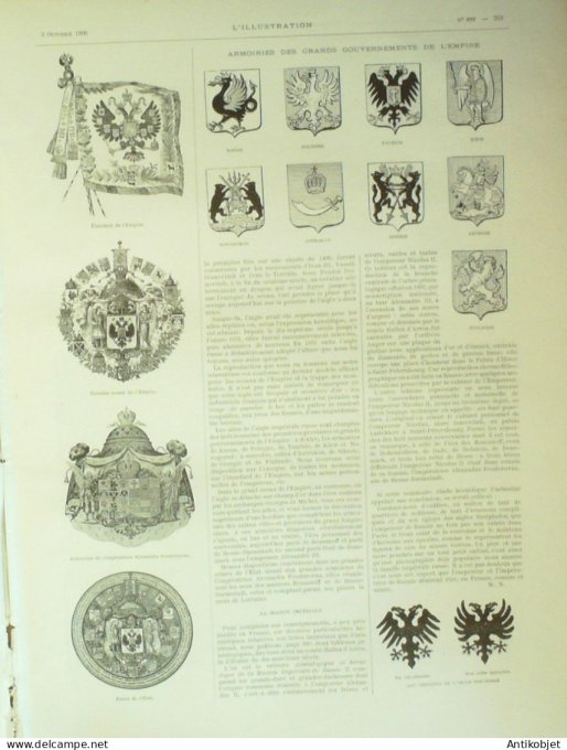 L'illustration 1896 n°2797 Russie Alexandra Feodorovna Tsar Nicolas II train Impérial Voiture de Gal