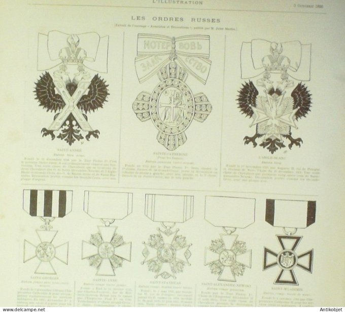 L'illustration 1896 n°2797 Russie Alexandra Feodorovna Tsar Nicolas II train Impérial Voiture de Gal