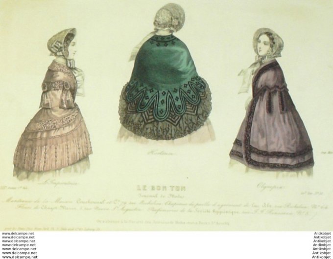 Gravure Mode Le Bon Ton 1852 19 # 31 (aquarelle old fashion plate)