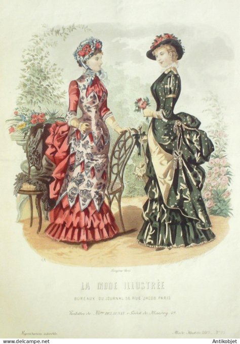 Gravure Mode illustree 1883 # 25 (Old Fashion plate)