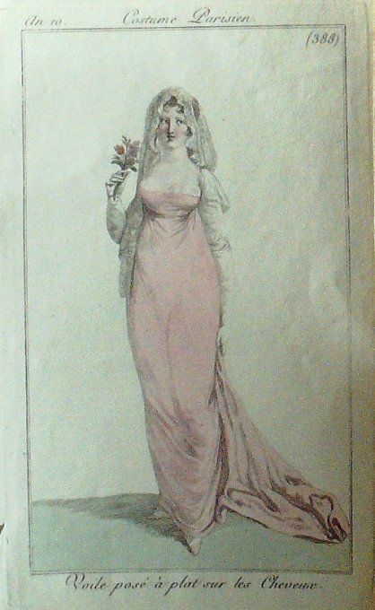 Gravure Mode Costume Parisien 1802 an 10 # 388 (eau forte old Fashion plate