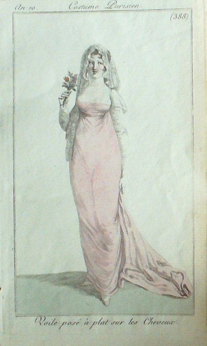 Gravure Mode Costume Parisien 1802 an 10 # 388 (eau forte old Fashion plate