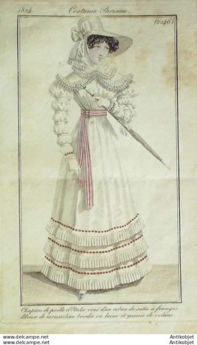 Costume Parisien 1824 # 2246 Blouse mousseline laine garnie