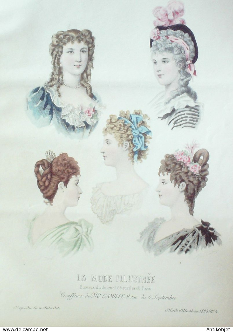 Gravure Mode illustree 1893 # 04 (Old Fashion plate) RARE