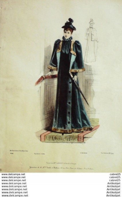 Gravure Mode Le Coquet 1892 # 52 (Old Fashion plate)