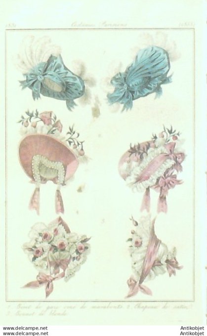 Costume Parisien 1831 # 2858 Béret de gaze bonnet de blonde