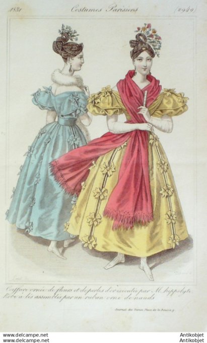 Gravure Mode Costume Parisien 1831 # 2949 (eau forte old Fashion plate
