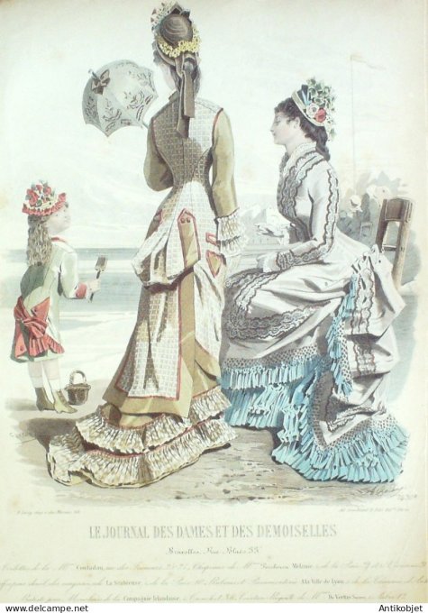 Gravure Mode J.Dames & Demoiselles 1871 # 1430 (Old Fashion plate)