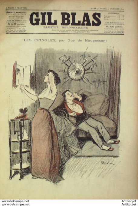 Gil Blas 1892 n°40 Guy MAUPASSANT Léon RIOTOR Léopold GANGLOFF Jean GOUDEZKI Louis MARSOLLEAU