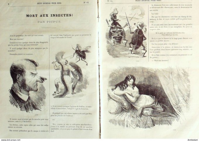 Petit journal pour Rire 1868 #   12 Mort aux insectes Picpus