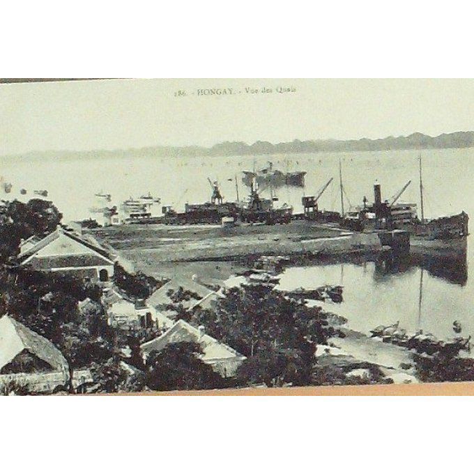 Cpa Chine Tonkin Hongay Quais Portuaire 1920