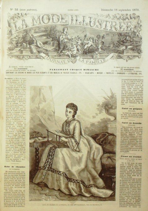 Journal Mode illustrée 1870 # 38 Robe de chambre en cachemire