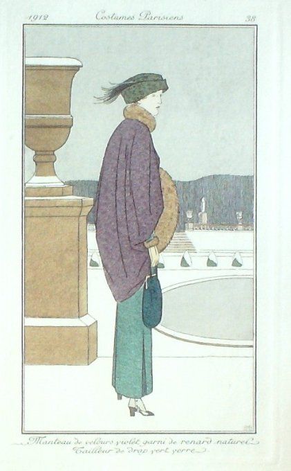 Boutet de Monvel Pochoir Mode Art Deco n°  38-1912 Journal des Dames