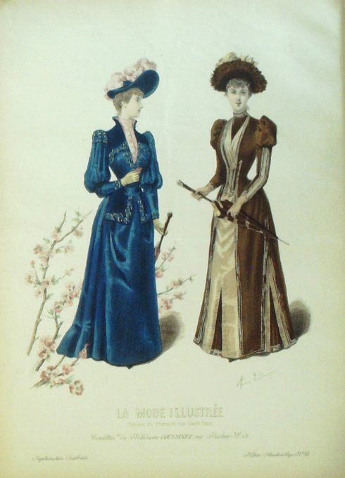 Gravure Mode illustree 1890 # 38 (Old Fashion plate) rare  