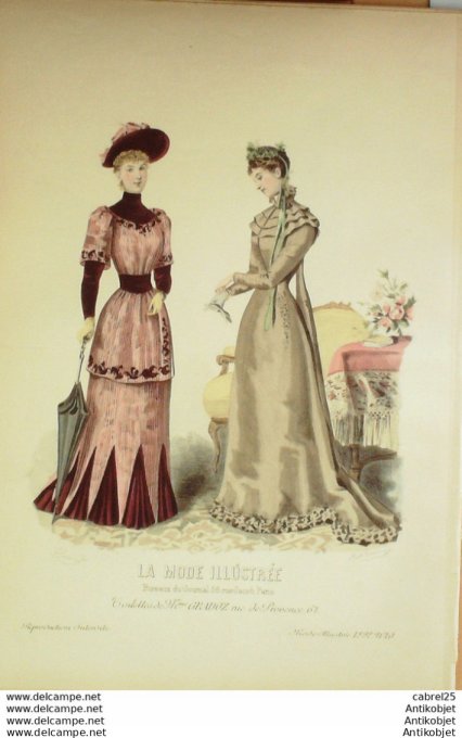 Gravure de mode La Mode illustrée 1892 n°10 (Maison Gradoz)