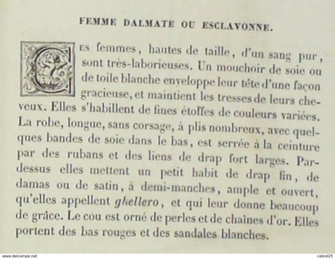 Croatie ESCLAVONNE femme Dalmate 1859