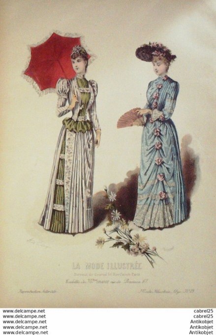 Gravure de mode La Mode illustrée 1890 n°23 (Maison Gradoz)