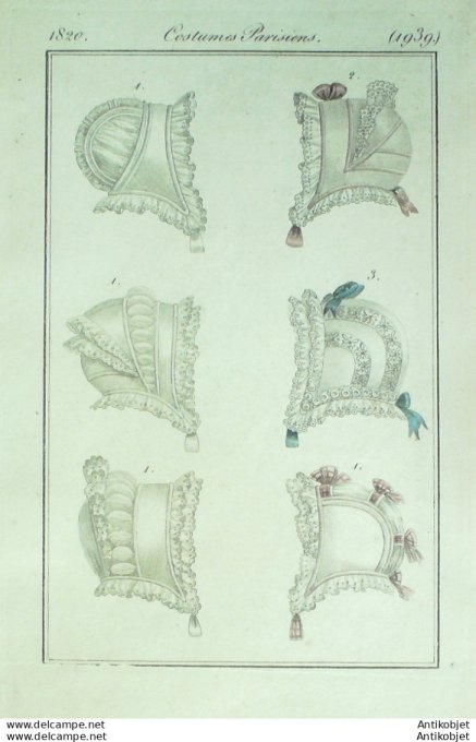 Costume Parisien 1820 # 1939 Toques  bonnets et casques