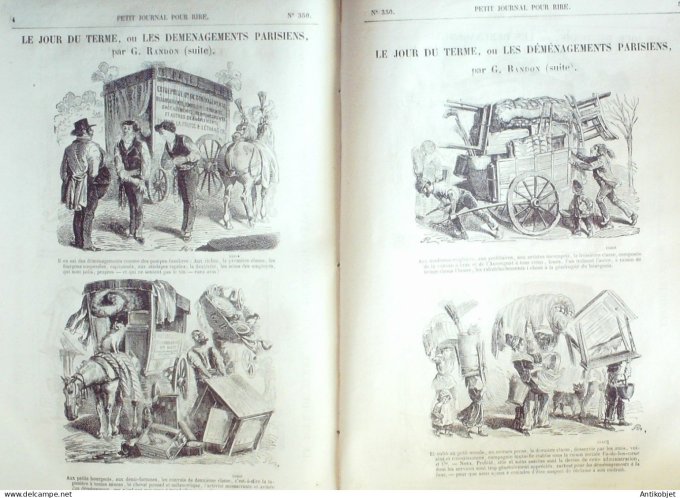 Petit journal pour Rire 1860 # 350 Demenagements Parisiens Randon