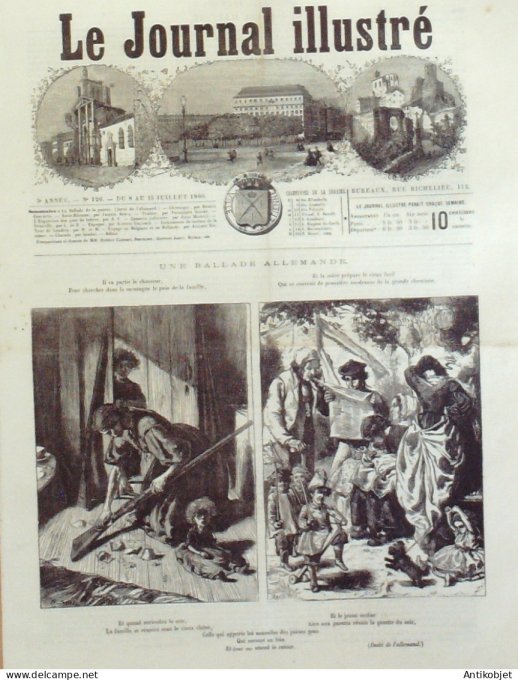 Le journal illustré 1866 n°126 St Etienne (42) Deauville (14) Espagne Madrid émeute