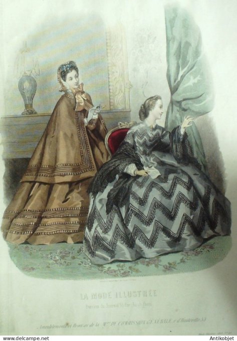 Gravure Mode illustree 1863 # 40 (Old Fashion plate)