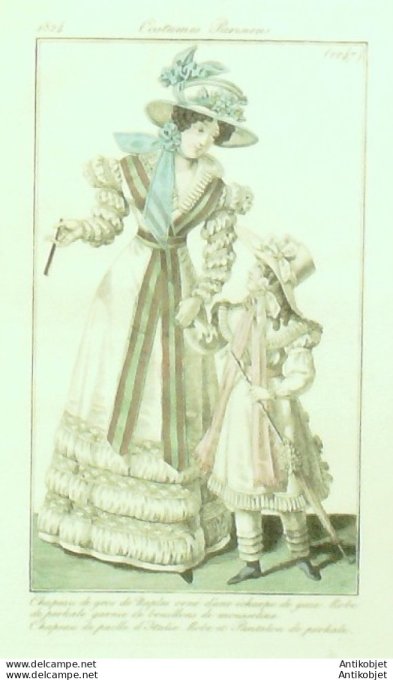 Costume Parisien 1824 # 2247 Robe Perkale & mousseline