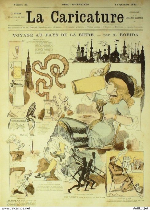 La Caricature 1880 #  36 Voyage au pays de la bière Robida Quidam Morland