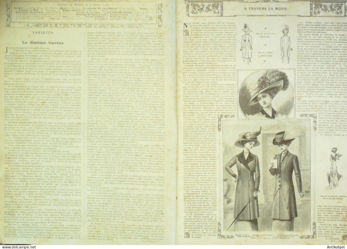 La Mode illustrée journal 1910 n° 02 Toilettes Costumes Passementerie